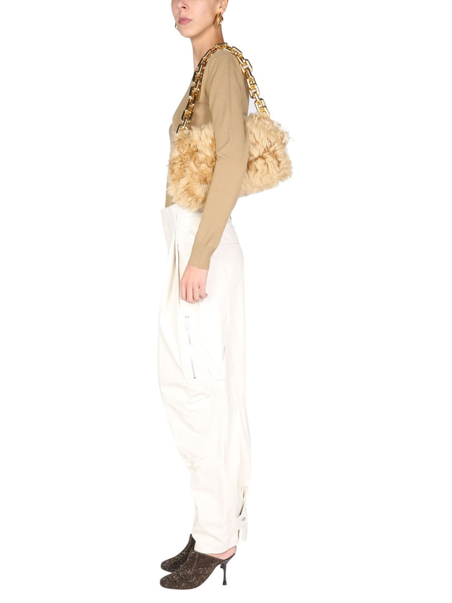Leather Cargo Pants with Zip Closure