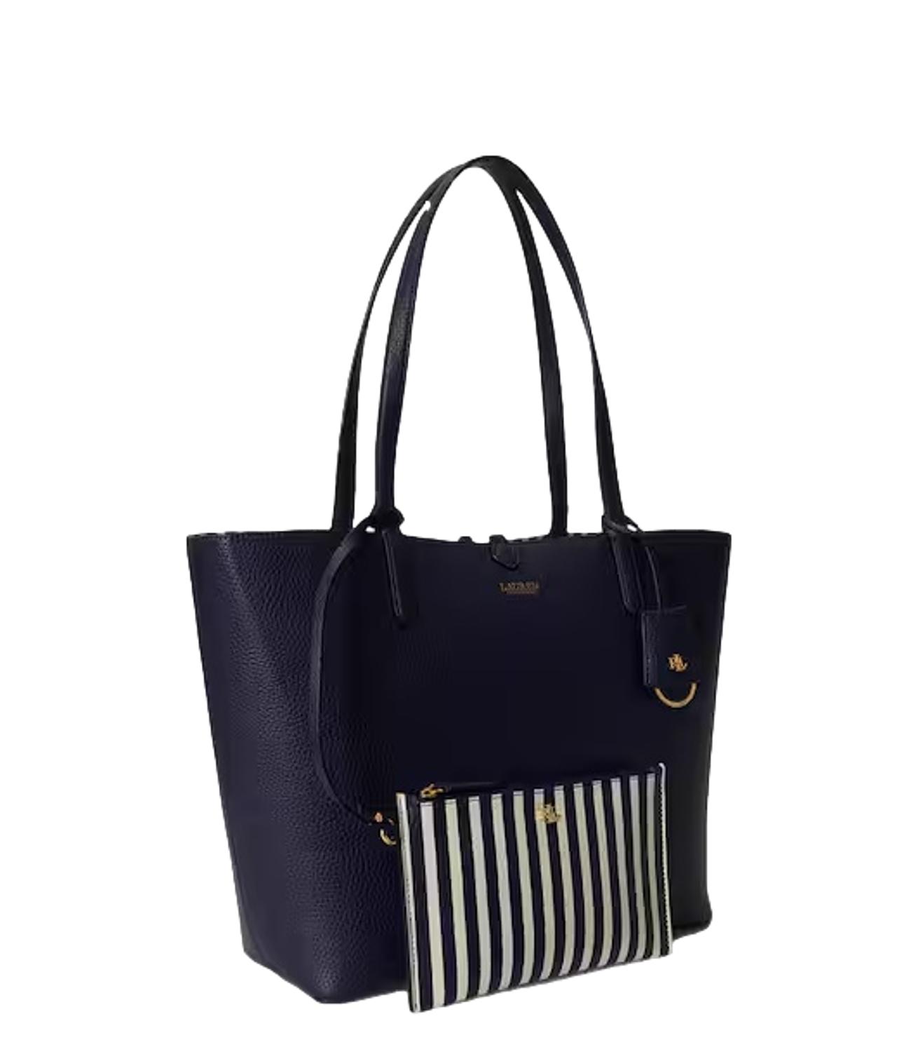 Navy Blue Reversible Polyurethane Tote Bag