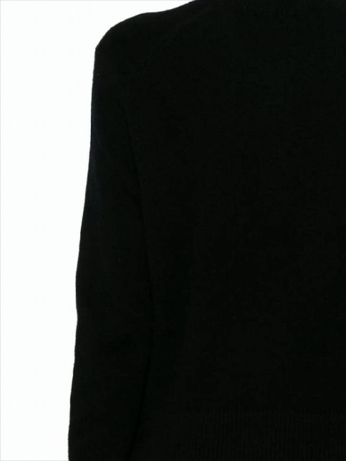 Fitted Black Lambswool Cardigan