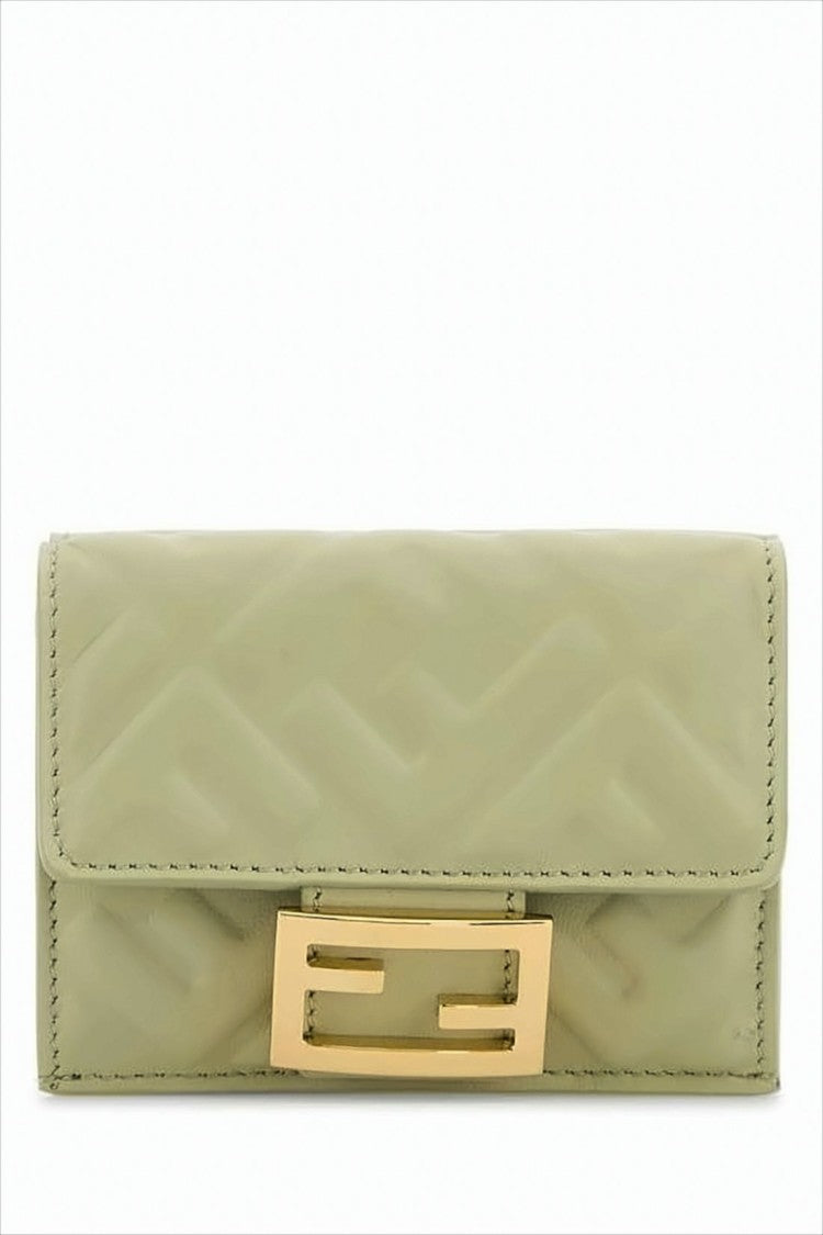 Compact Quilted Wallet With Gold-Tone Closure