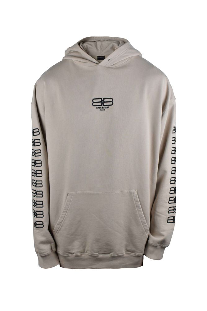 Beige Oversized Hooded Sweatshirt