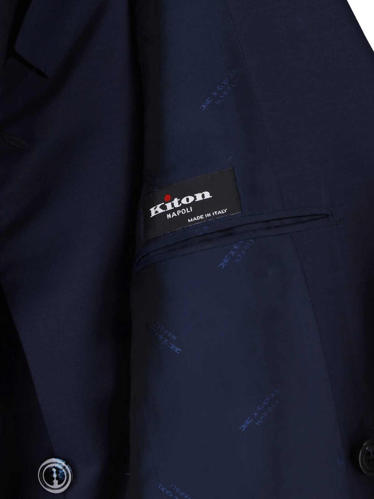 Navy Double-Breasted Peaked Lapel Wool Suit
