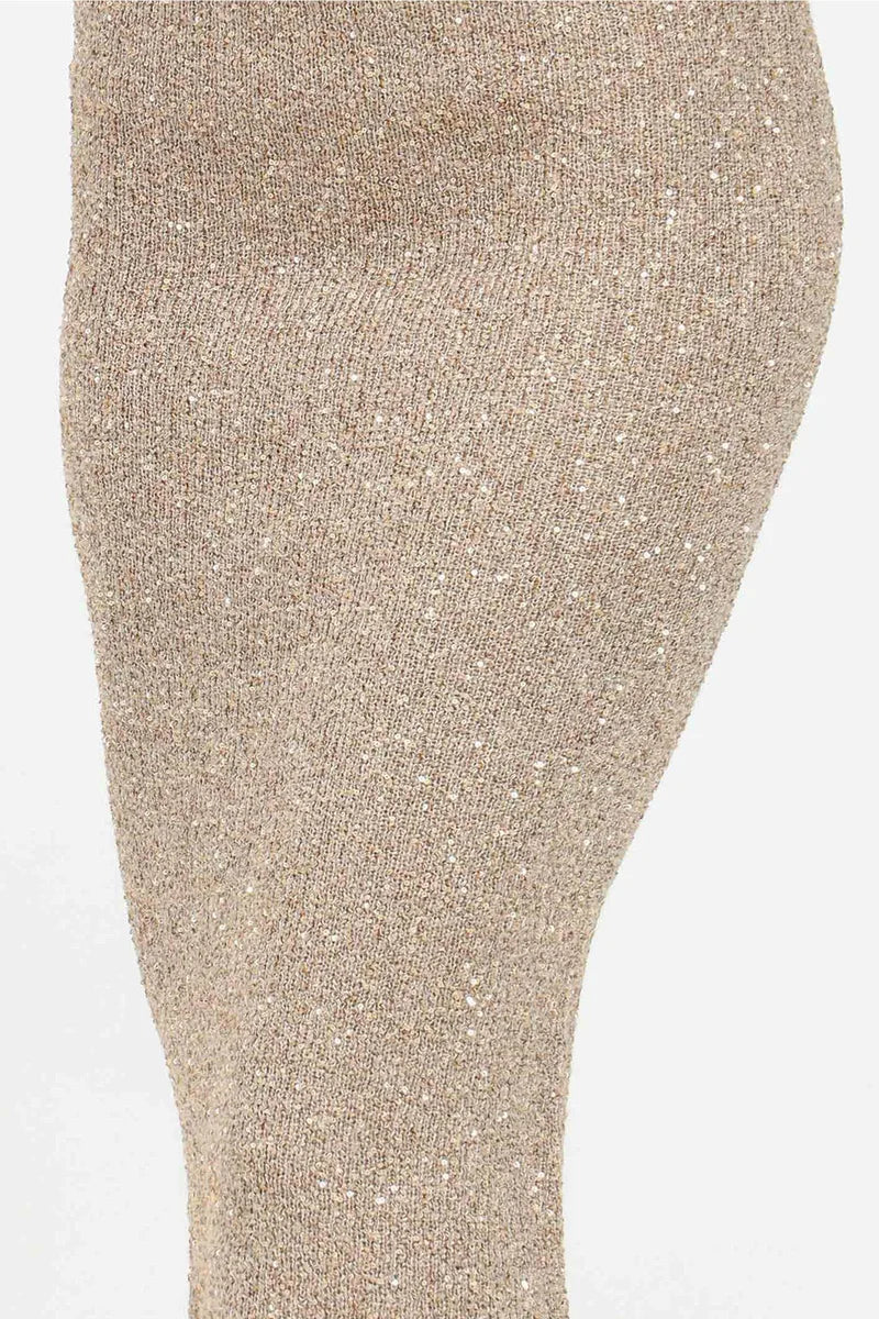 Lamé Midi Skirt - Gold