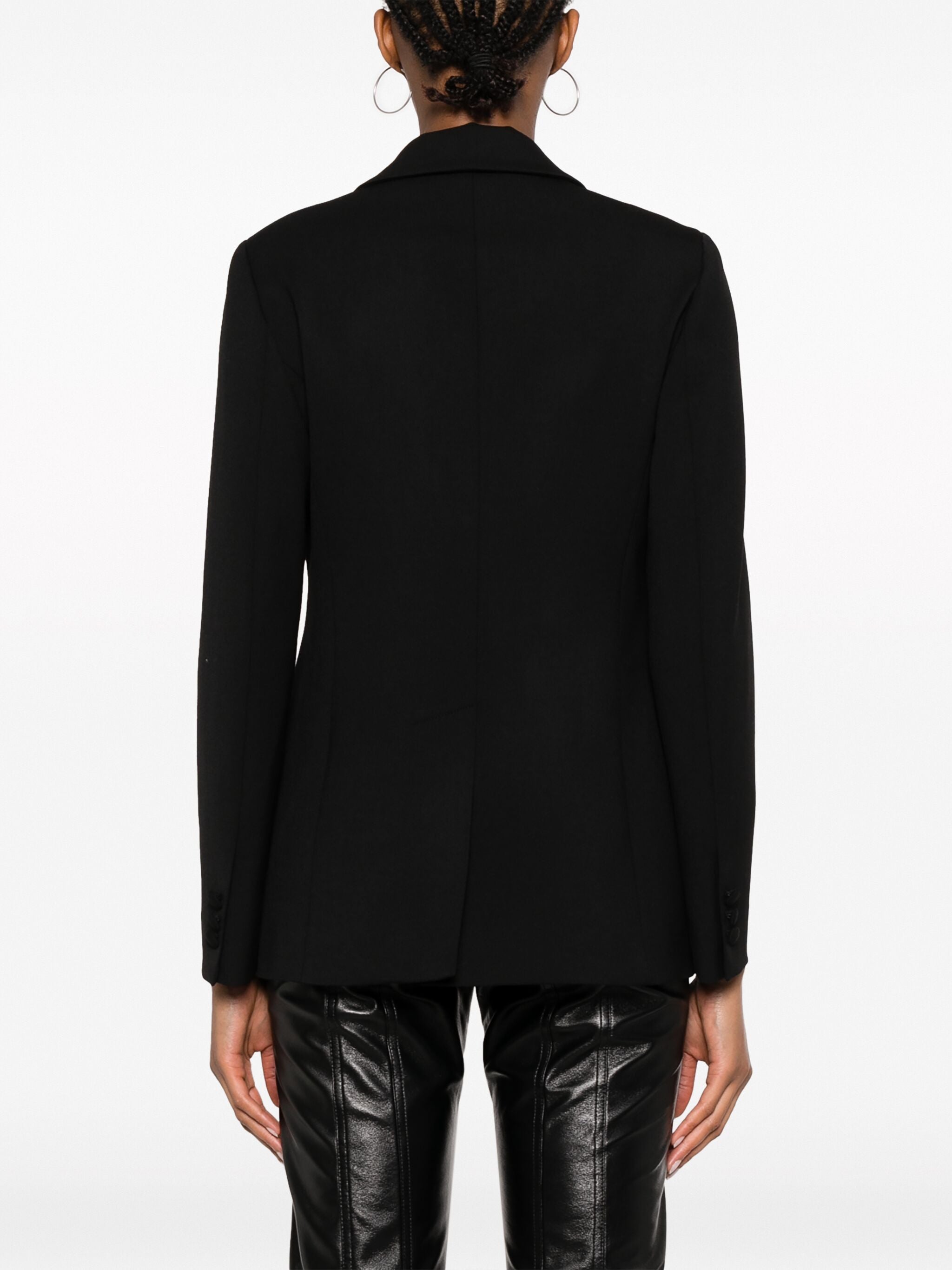 Black Tailored Textured Wool Blend Blazer