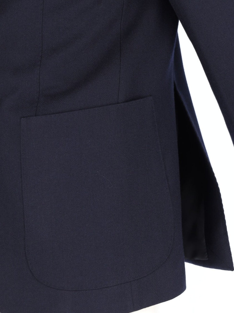 Tailored Black Herringbone Jacket With Notched Lapel