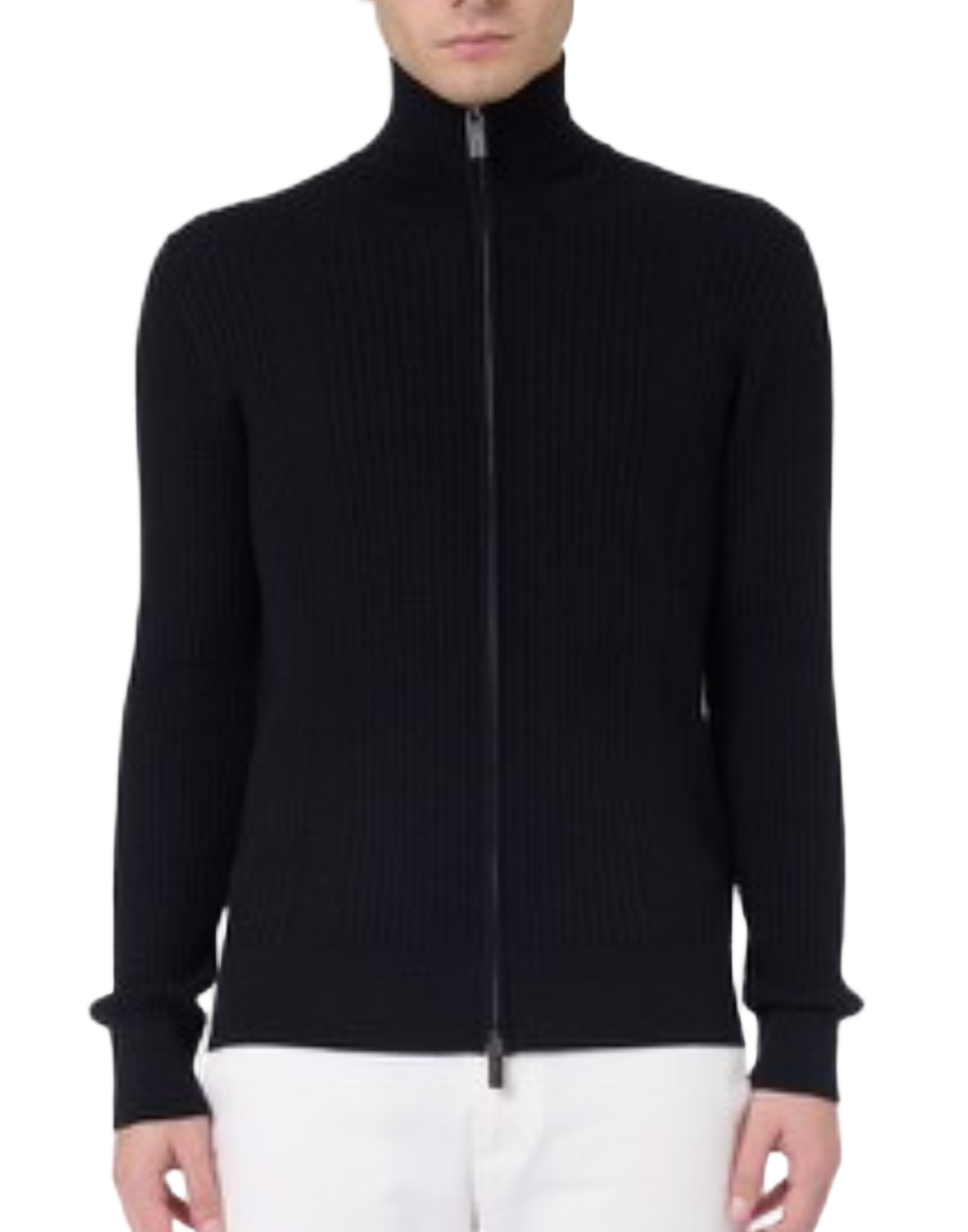 High-Neck Full-Zip Cardigan