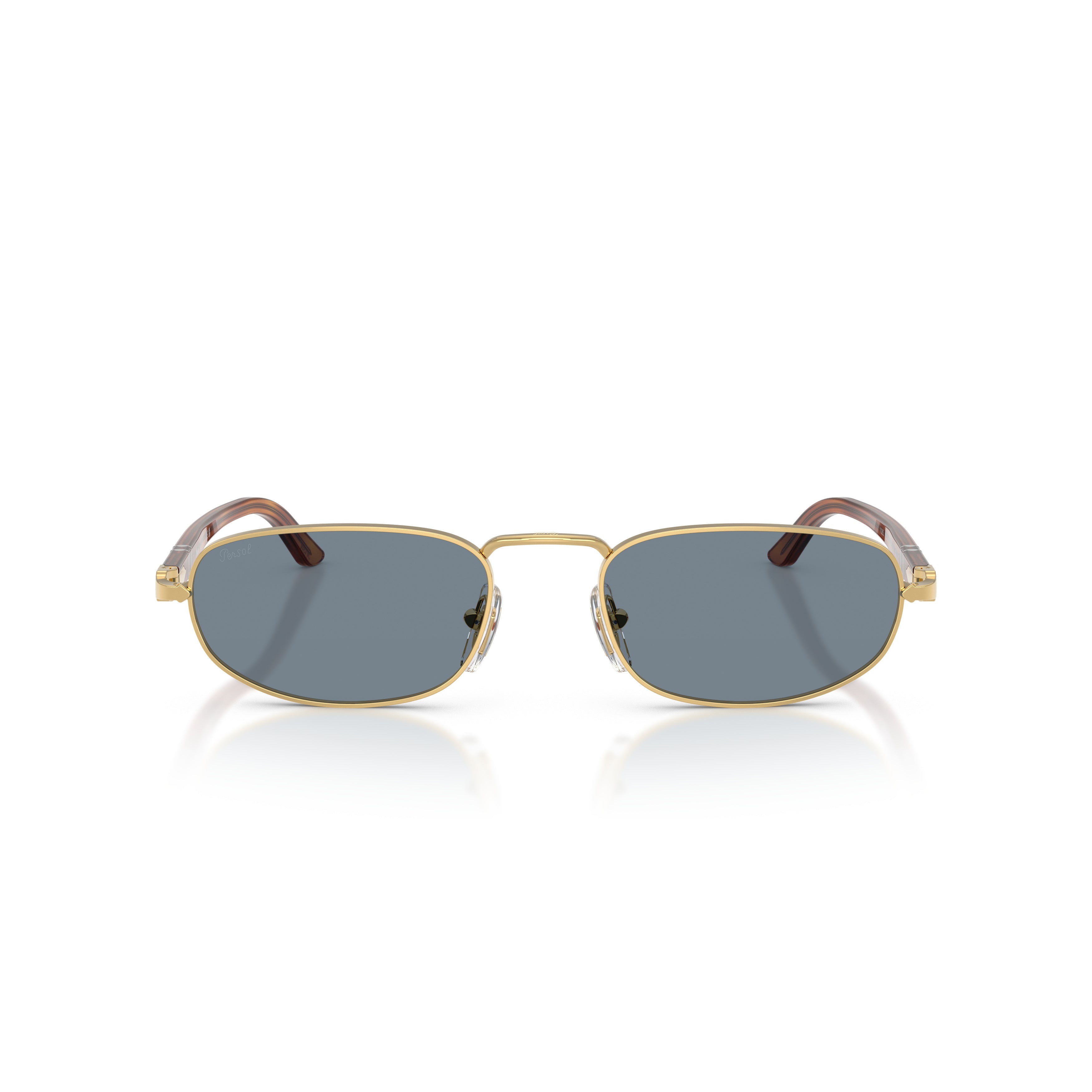 0po1028s Rectangular Gold Metal Sunglasses with Tortoiseshell Arms