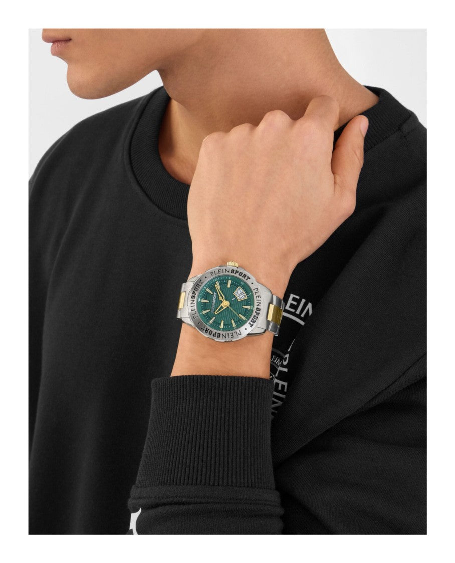 Two-Tone Quartz Timepiece With Green Enamel Dial