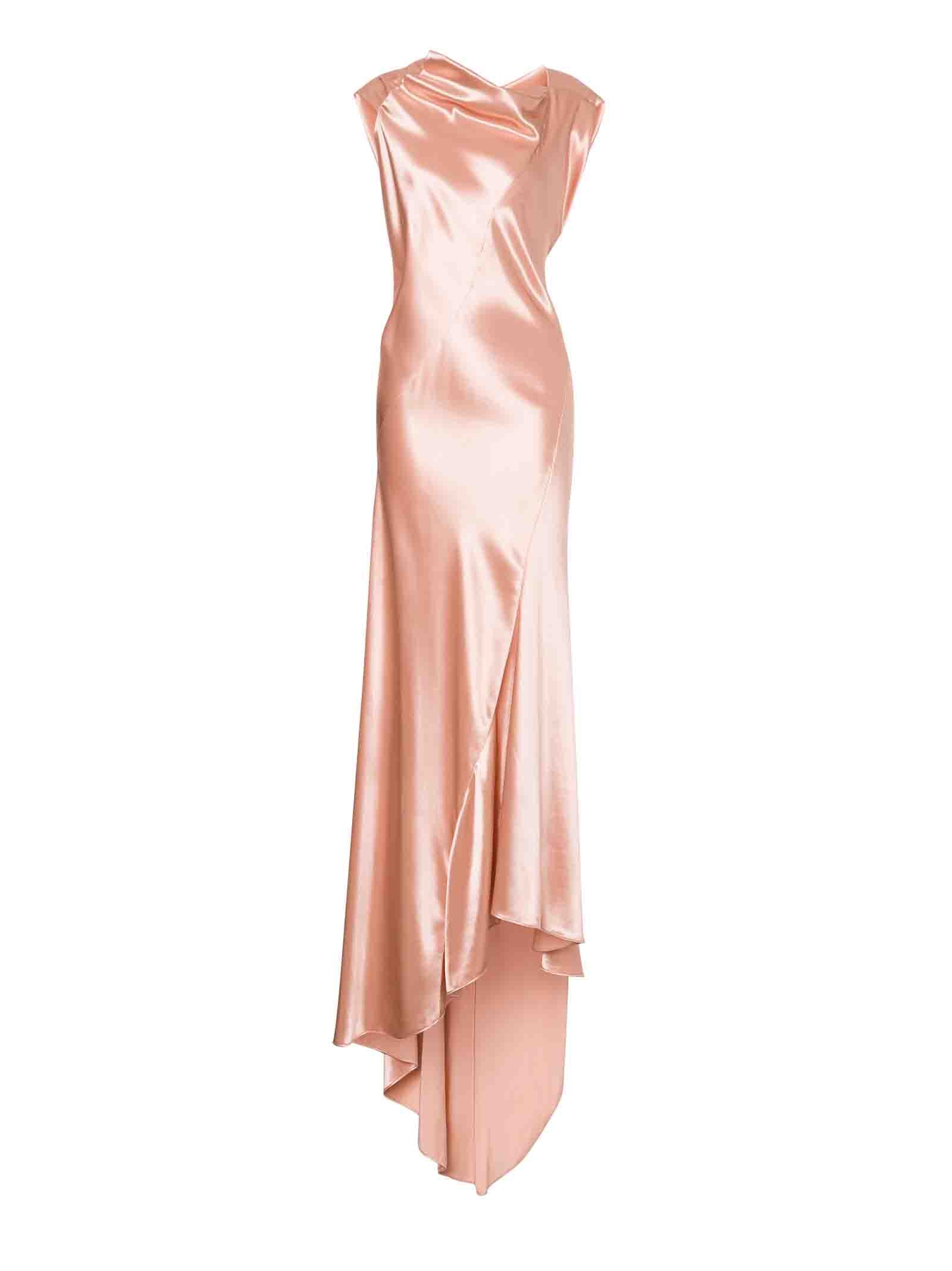 Long Satin Dress with Cowl Neckline