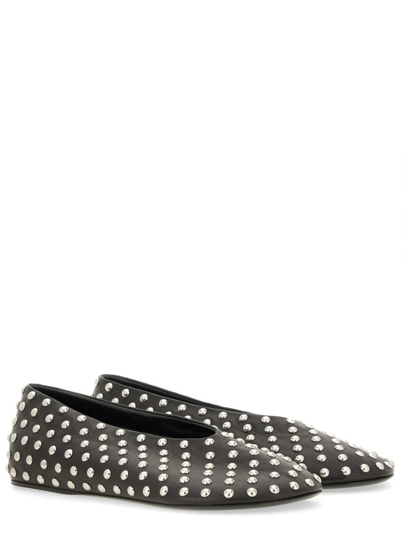 Nappa Ballerina Flats With Metallic Studs