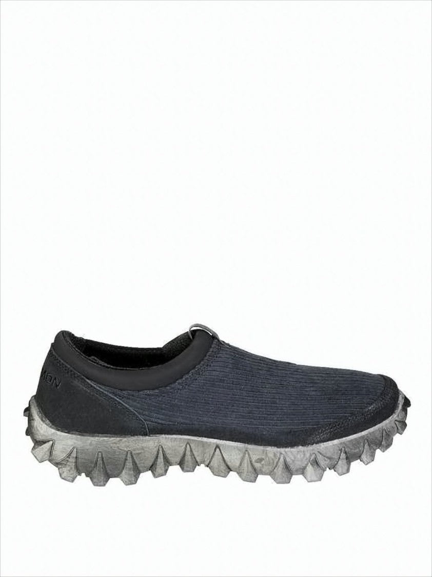 Textured Fabric and Suede Slip-On Flats