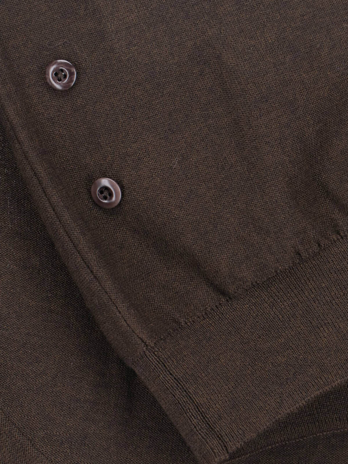 Brown Twisted V-Neck Wool Blend Cardigan