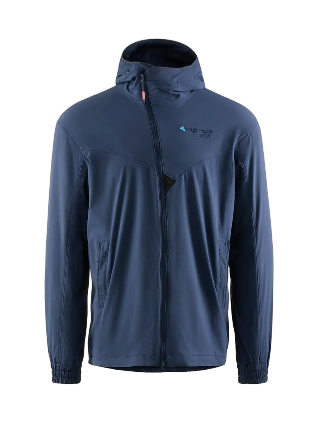 Streamlined Blue Klattermusen Jacket With Full Front Zipper And Hood