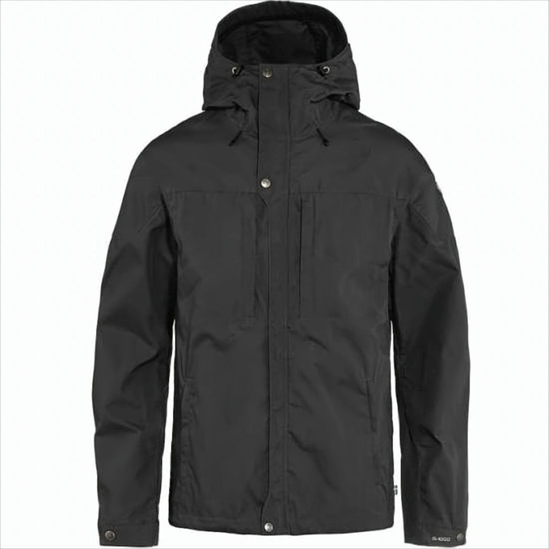 Minimalist Black Jacket With Concealed Zipper And Hood