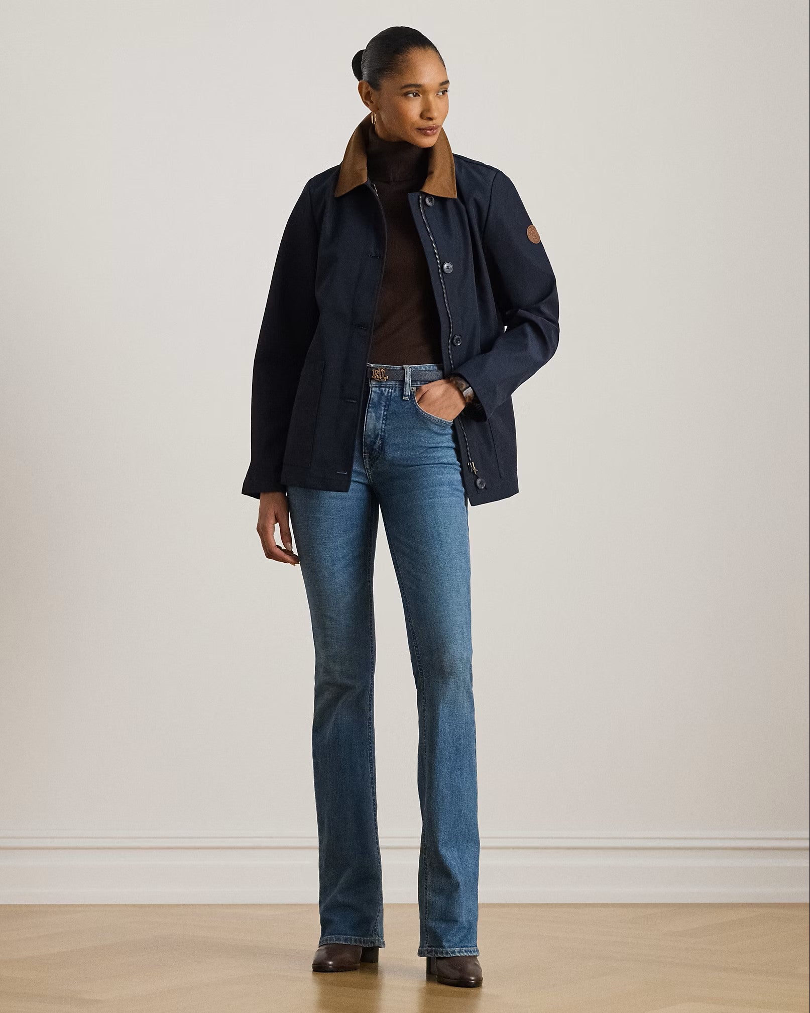 Navy Blue Bonded Rain Unlined Coat