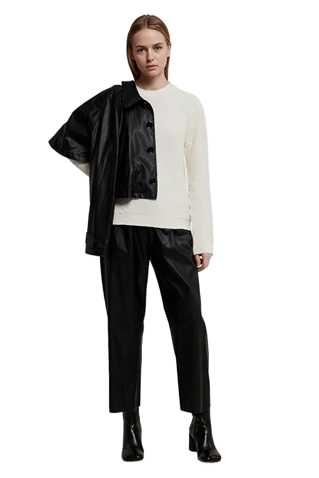 Textured Knit Sweater with Classic Crew Neckline