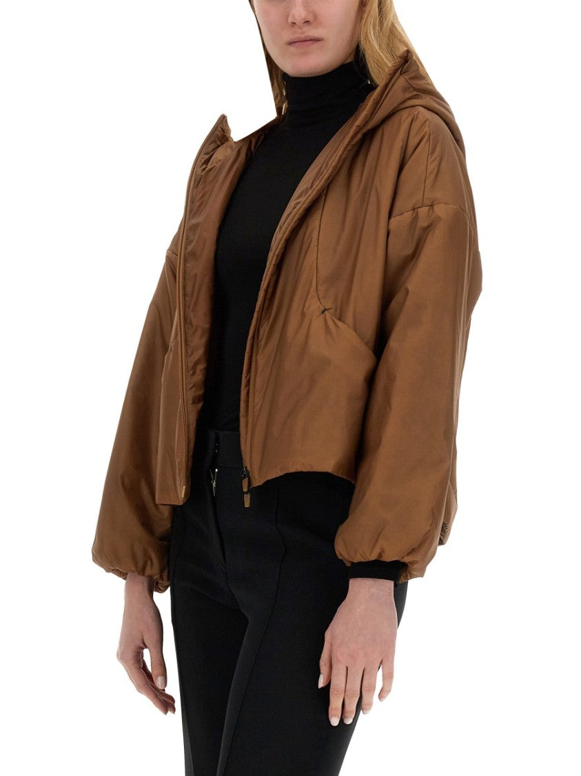 Cropped Brown Nylon Jacket