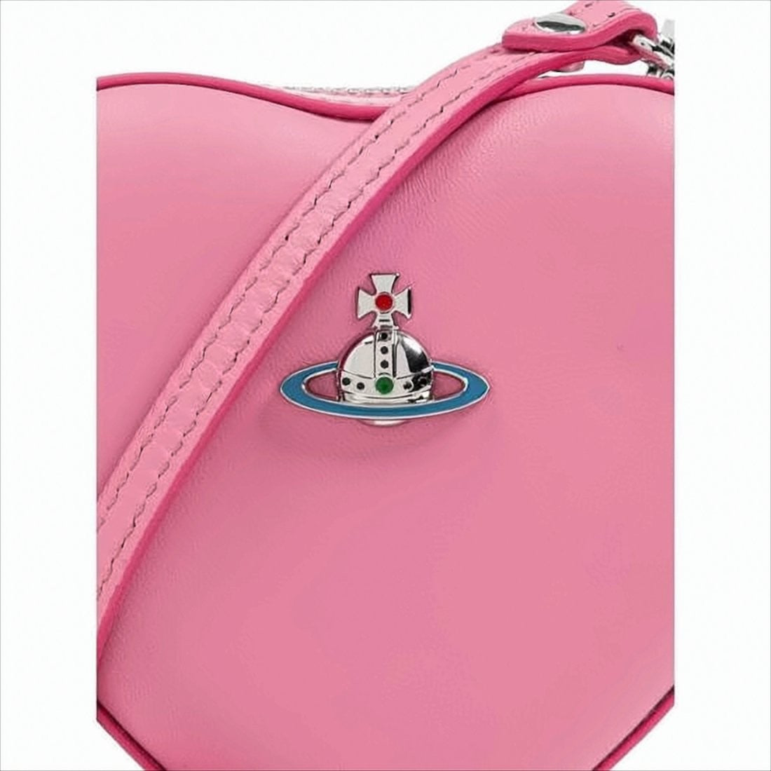 Heart-Shaped Nappa Leather Shoulder Bag with Zip Closure