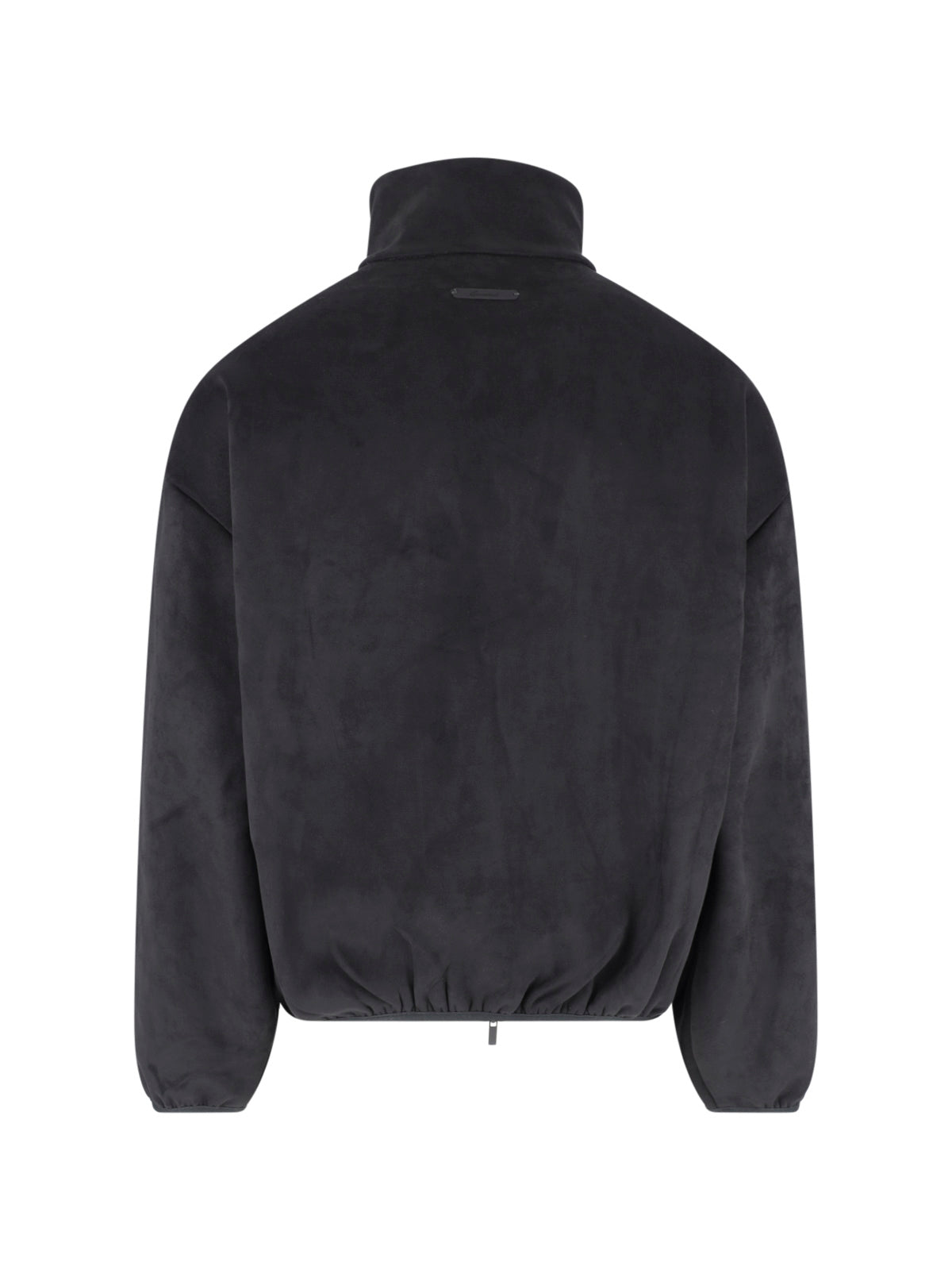 Black High-Collar Minimalist Zip-Up Jacket