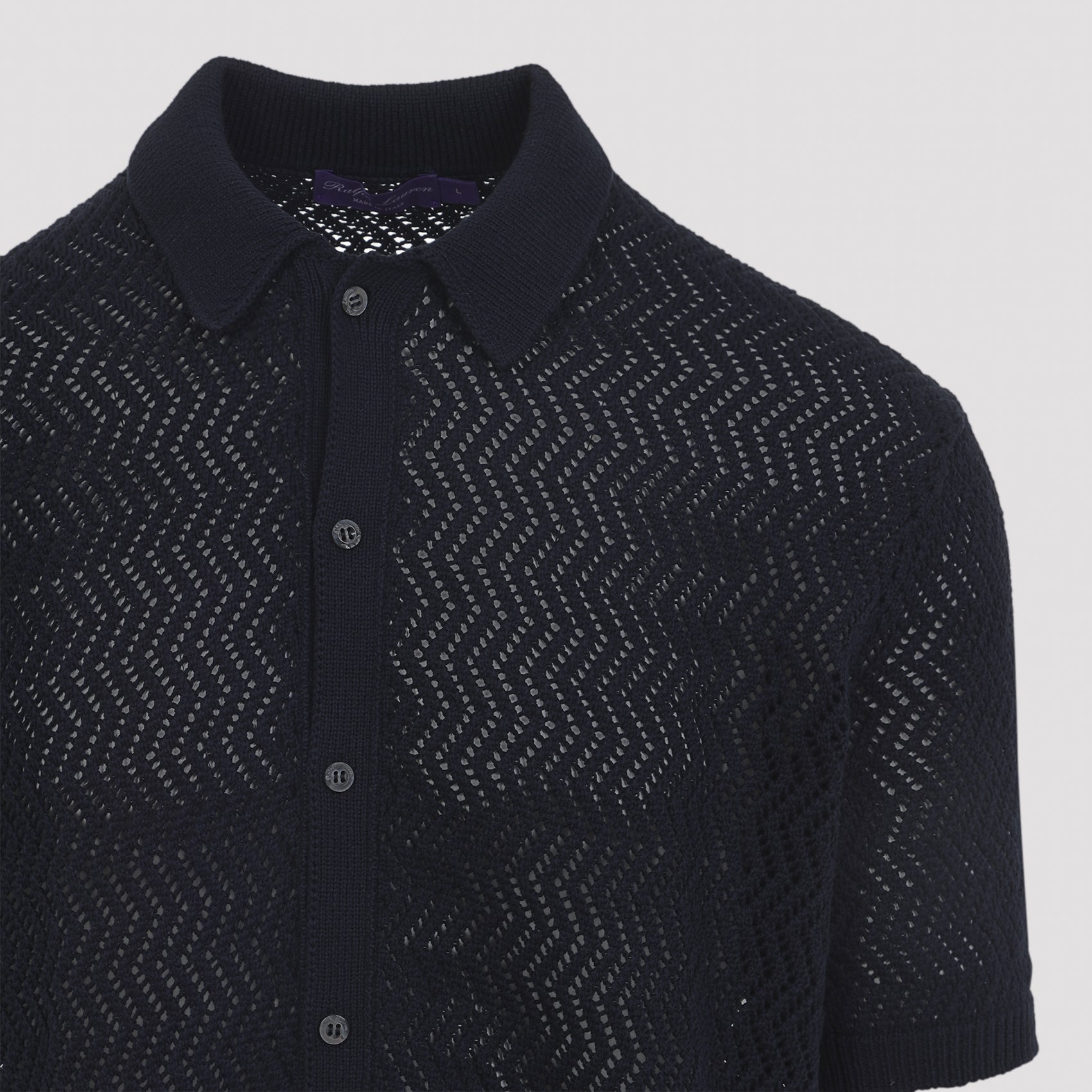 Textured Blue Button-Down Knit Sweater