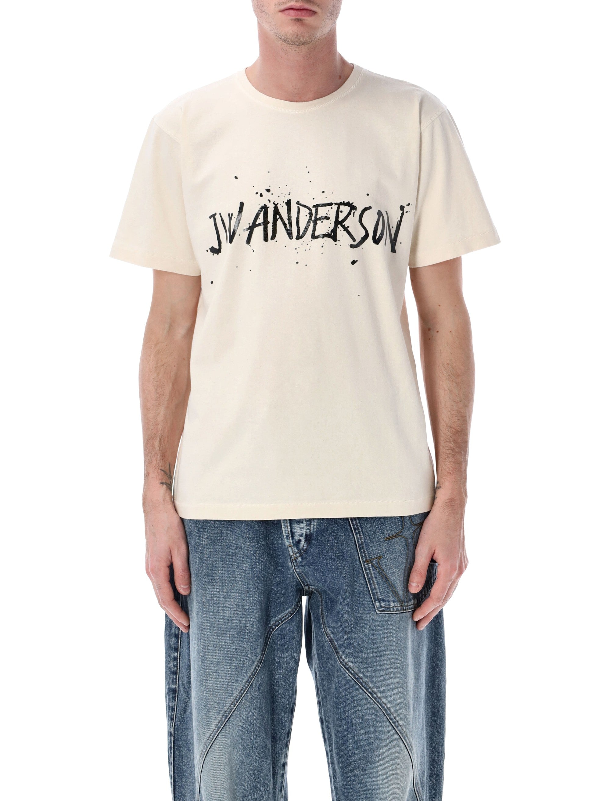 Seamless Ecru T-Shirt with Gloss Calligraphy Logo