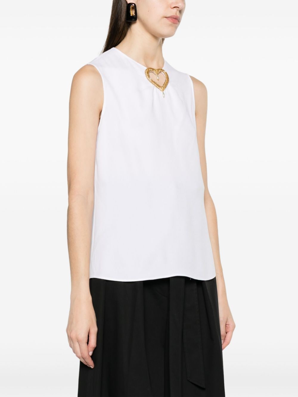 Crepe Top with Heart Appliqué