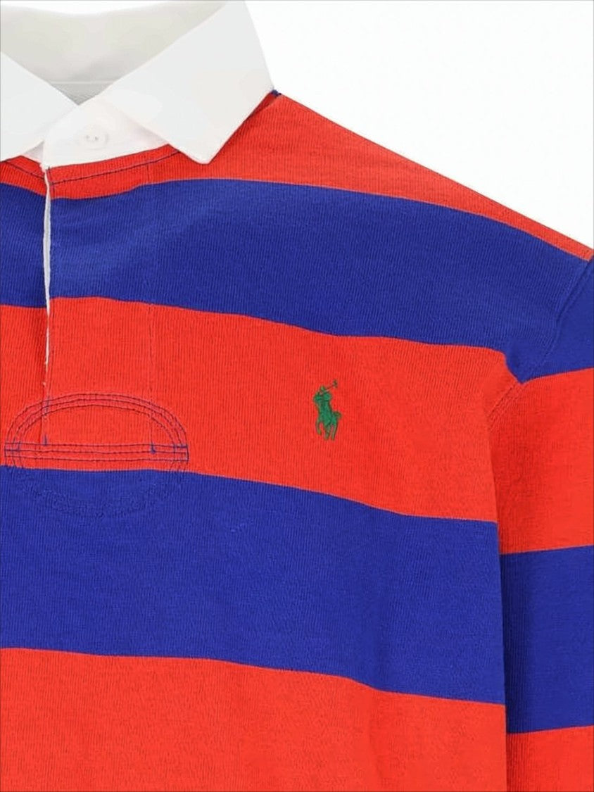 Long-Sleeve Striped Polo Shirt with Classic Collar