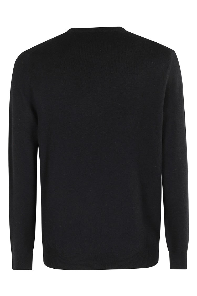 Crew Neck Black Wool Sweater