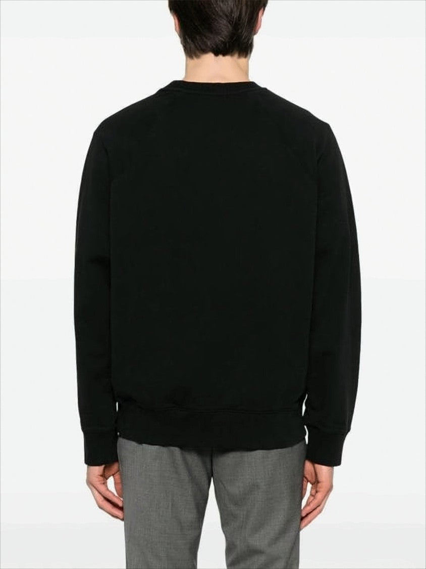 Black Long-Sleeve Sweatshirt with Embroidered Logo