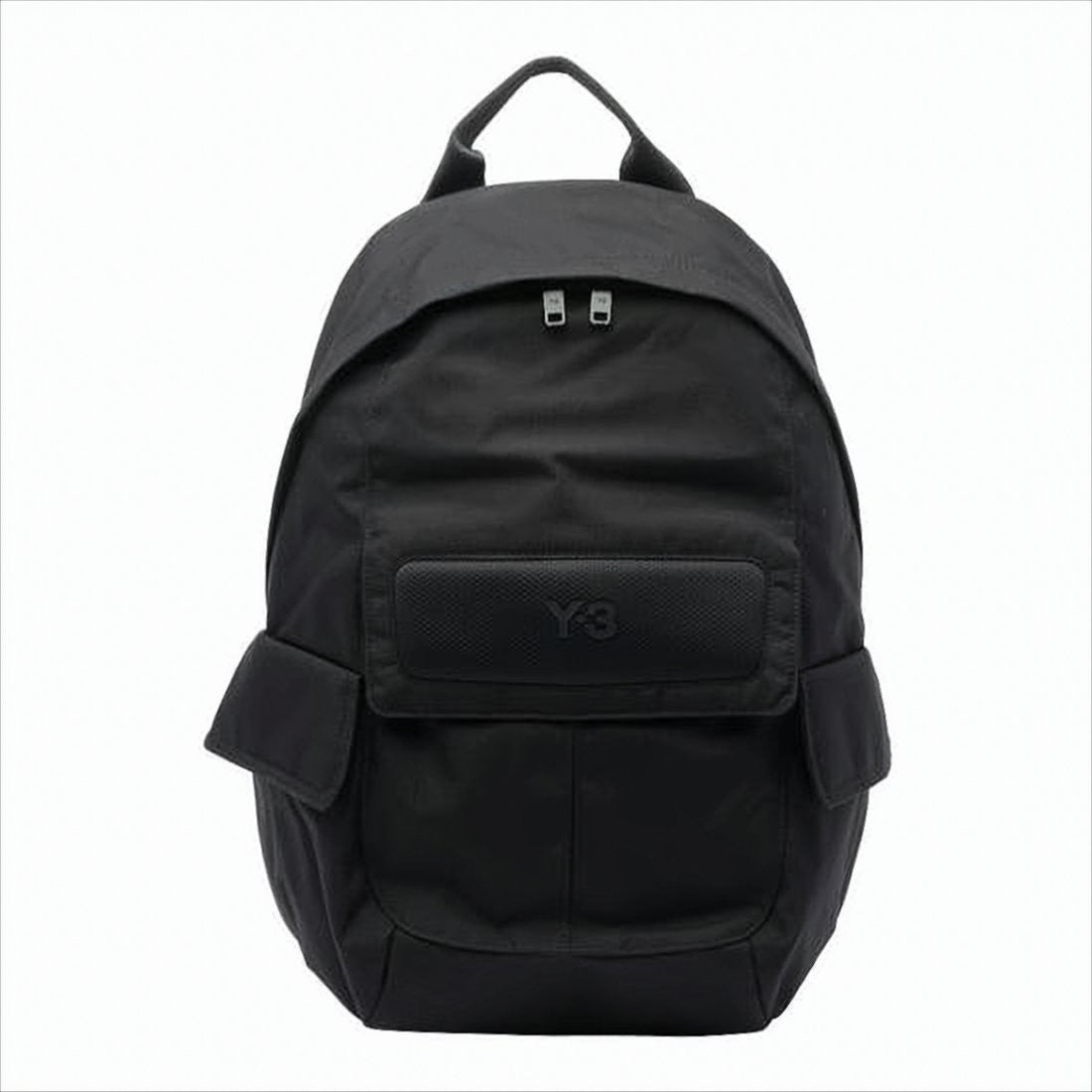 Black Nylon Backpack with Textured Flap