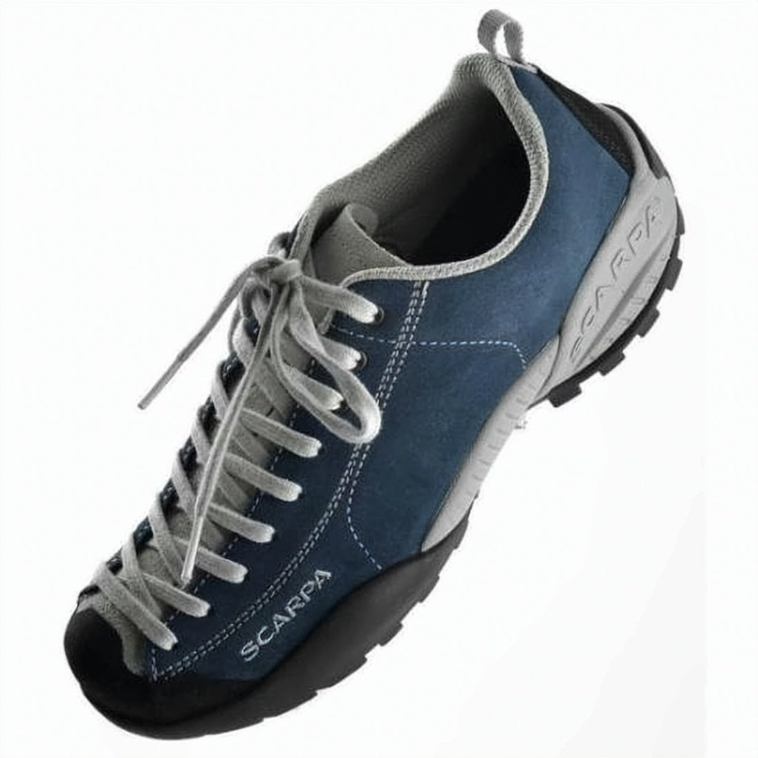 Low-Profile Blue Calf Leather and Suede Sneakers