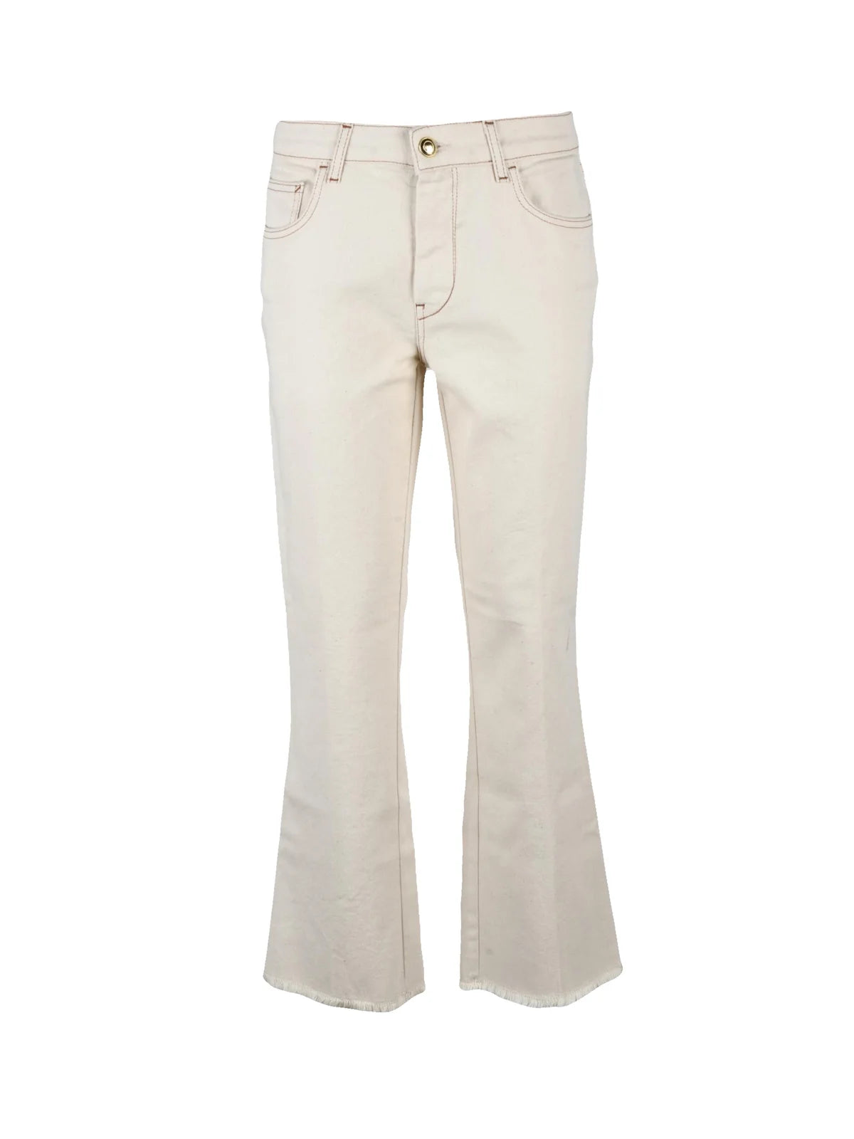 Beige Cotton Elastane Jeans