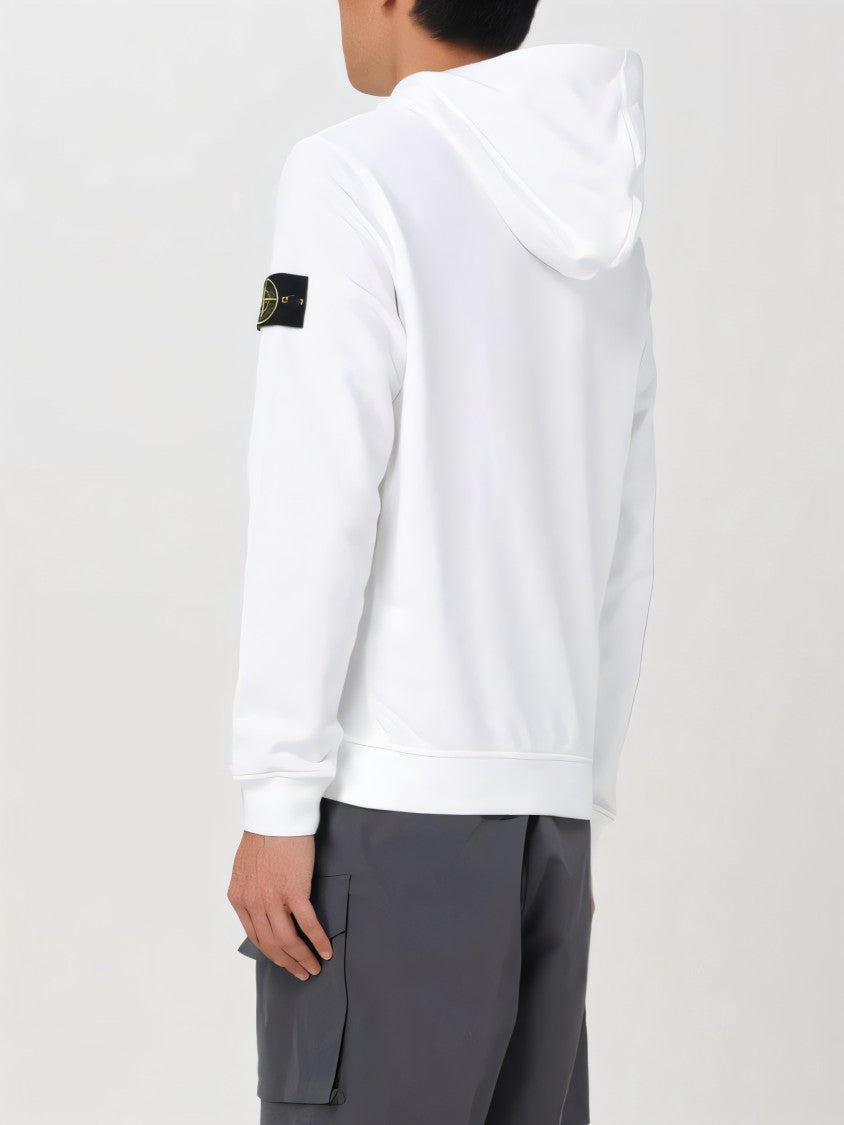 White Hoodie With Logo Patch