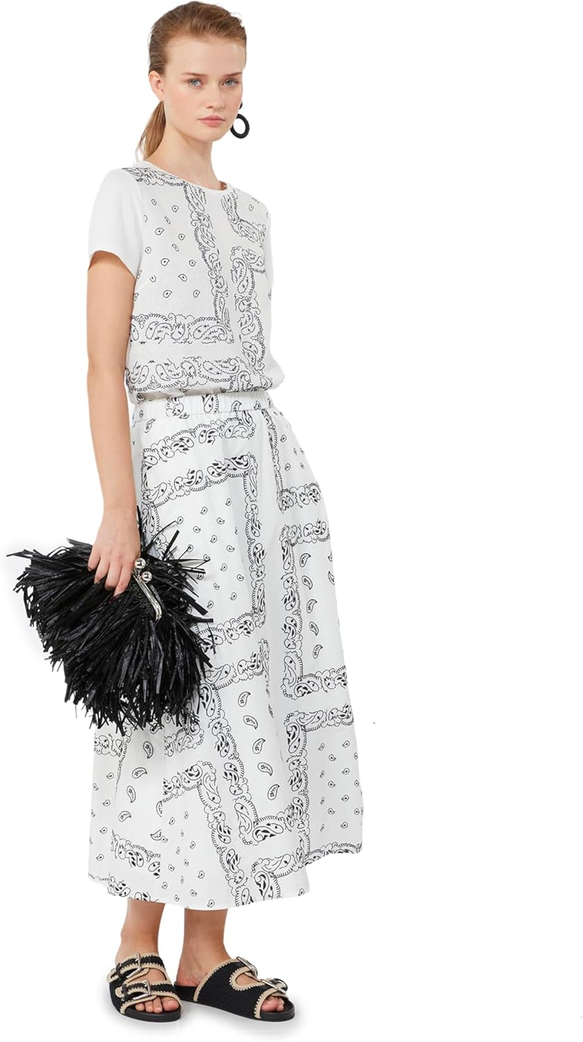 White Polyethylene Pleated Midi Skirt