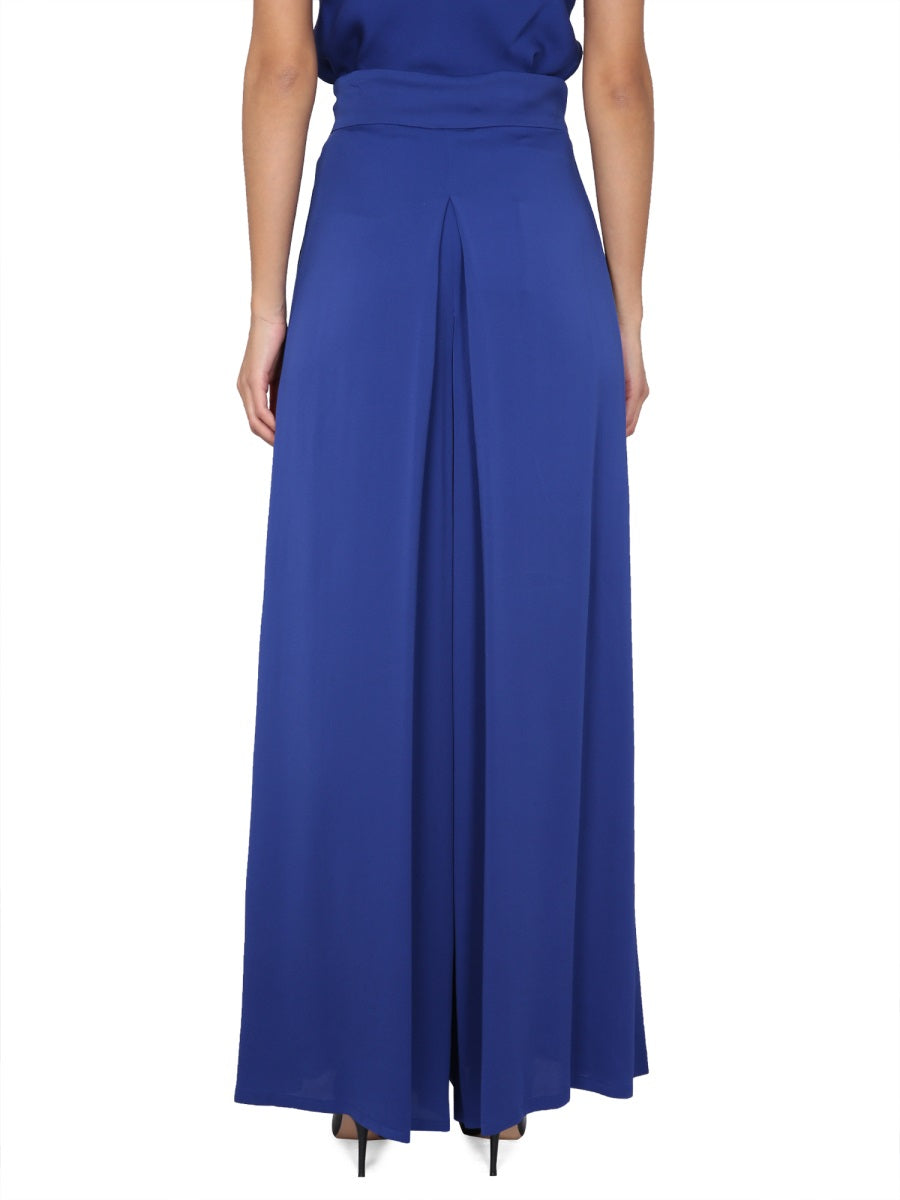Wide Silk Tuxedo Pants with Concealed Zipper Closure