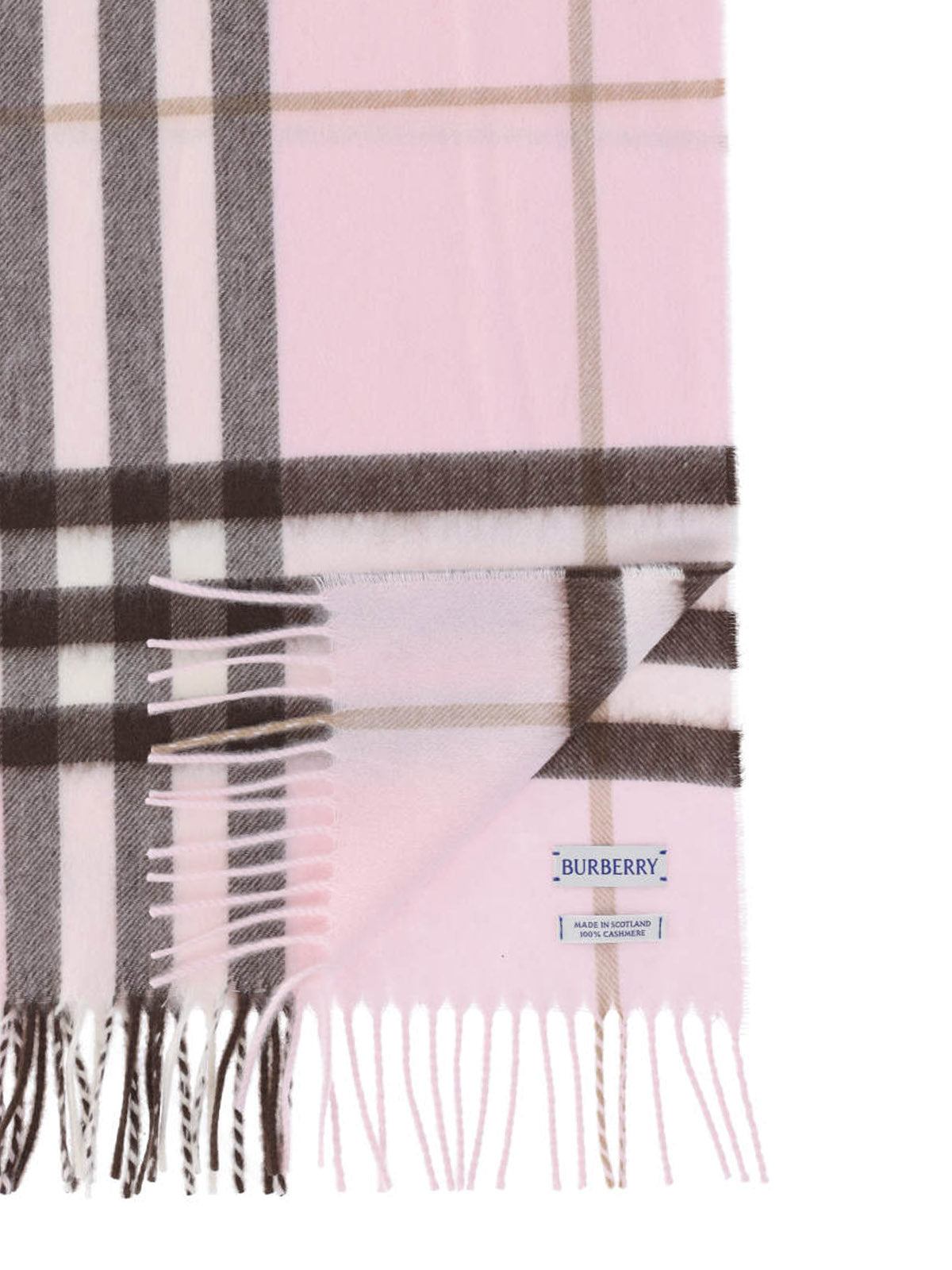 Brushed Cashmere Rectangular Scarf with Iconic Check Pattern