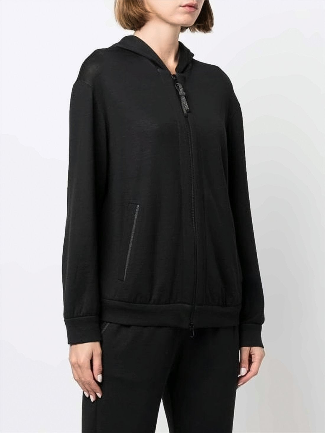 Long-Sleeve Zip-Up Hoodie In Semi-Sheer Fabric