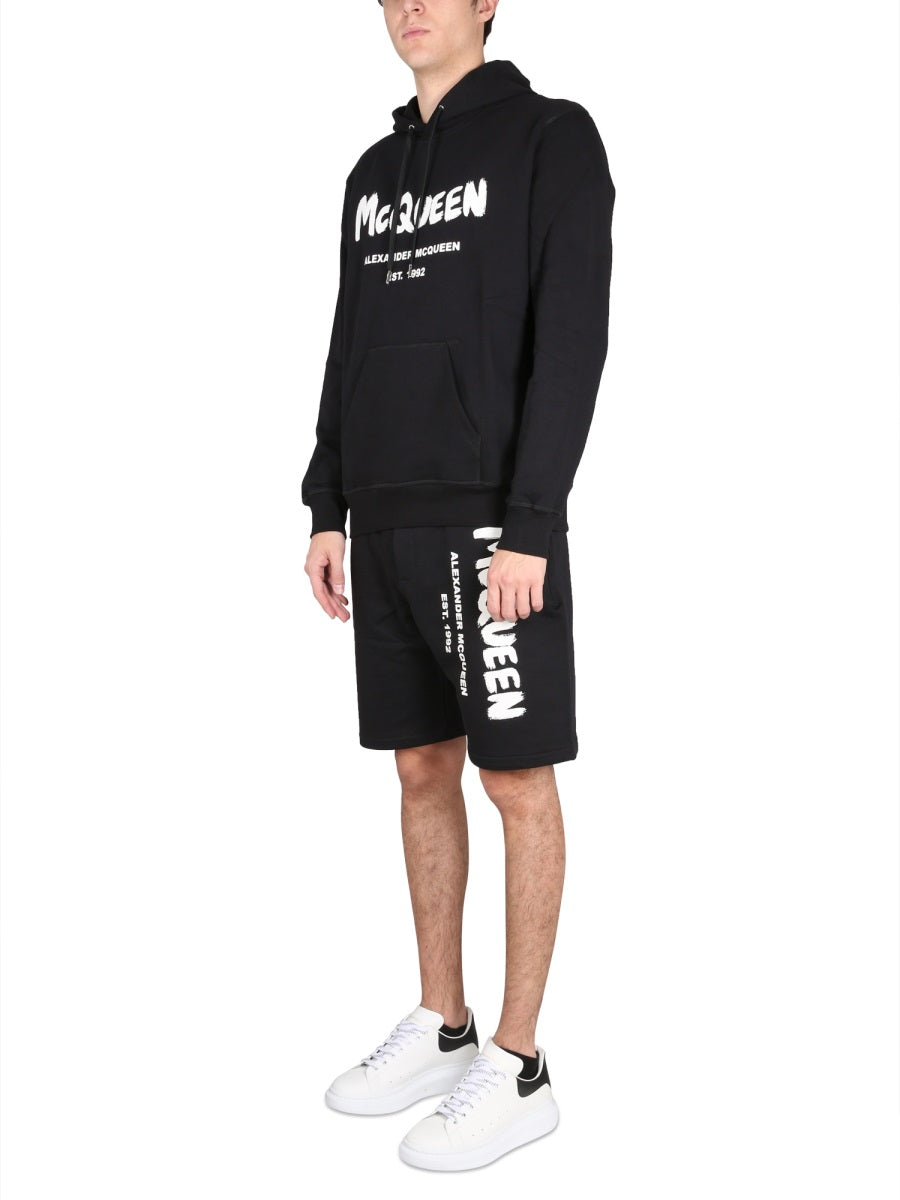 Graffiti Logo Cotton Bermuda Shorts