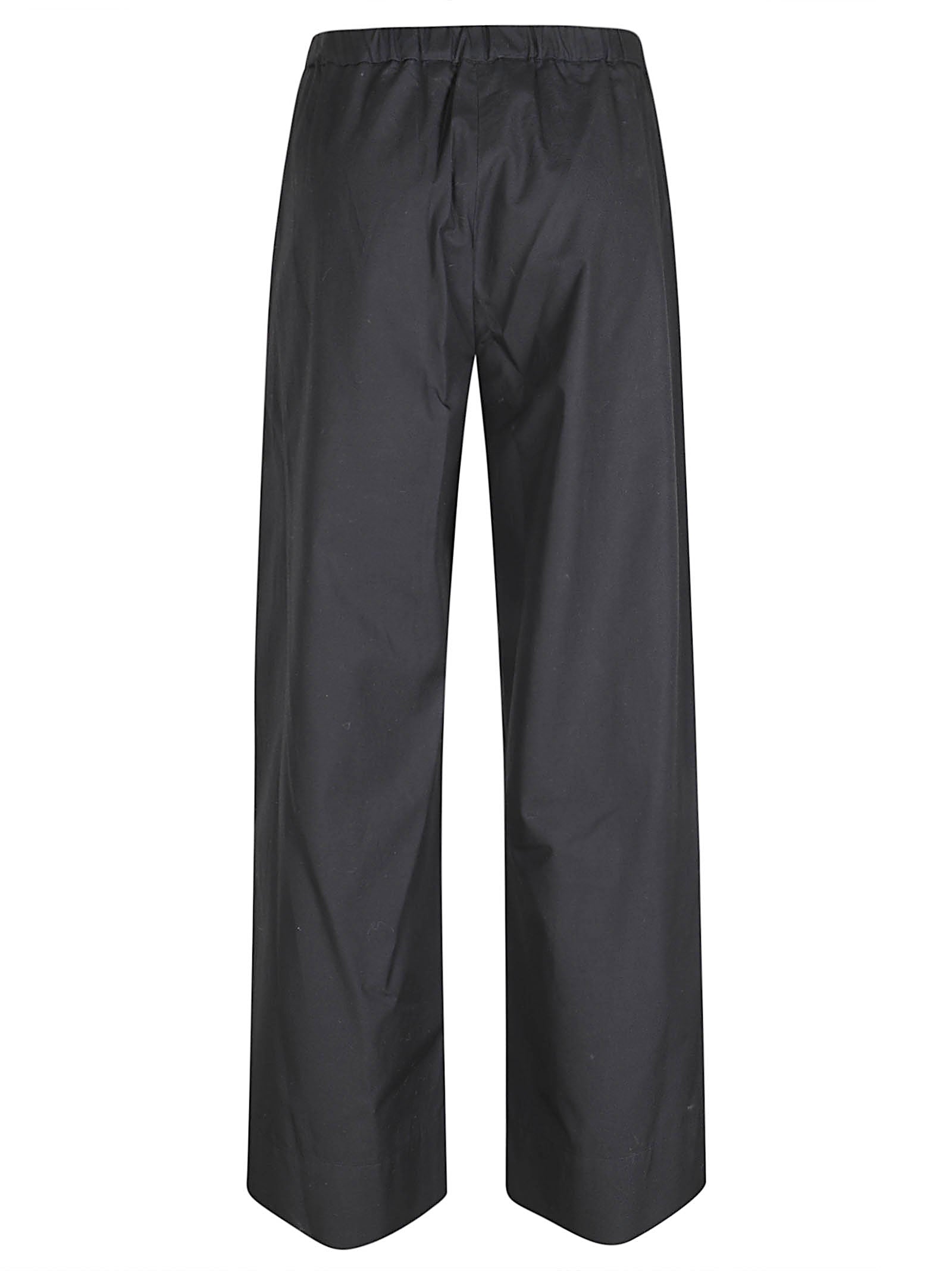 Cropped Wide-Leg Trousers with Contrast Drawstring