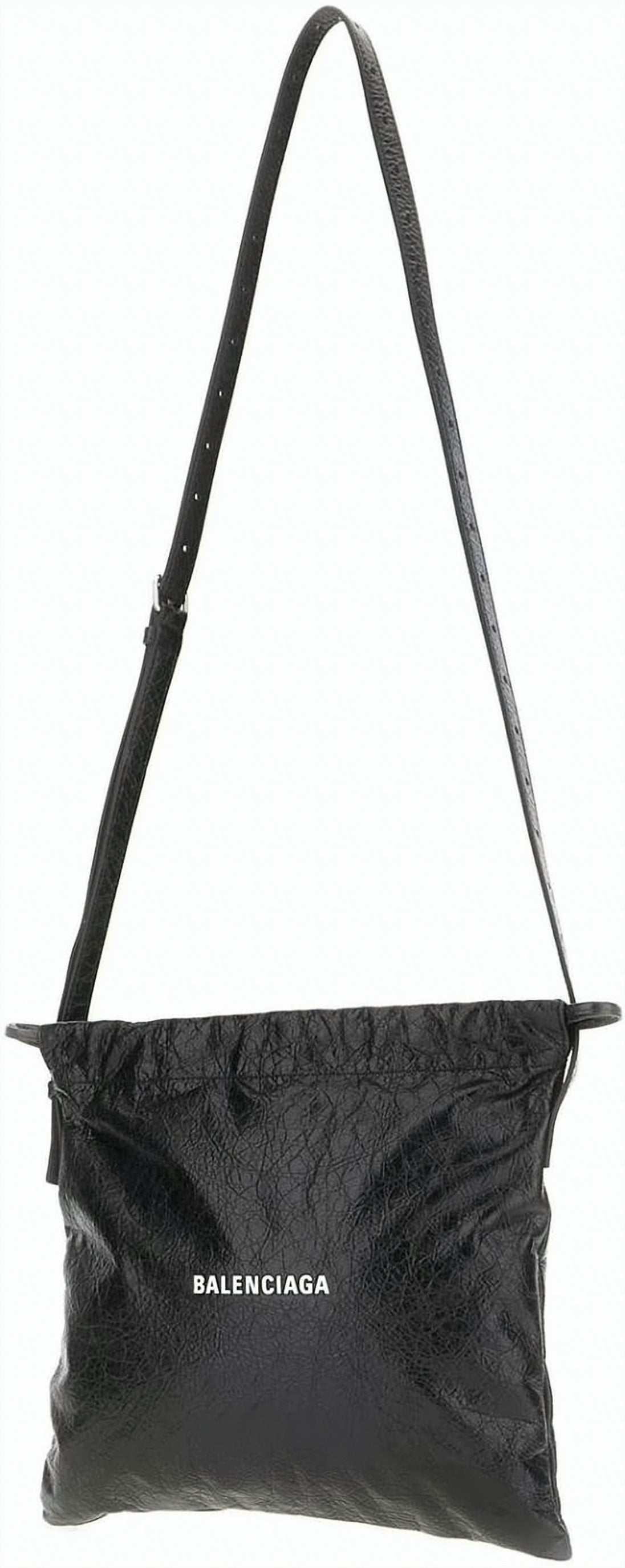 Black Textured Lambskin Crinkled Shoulder Bag