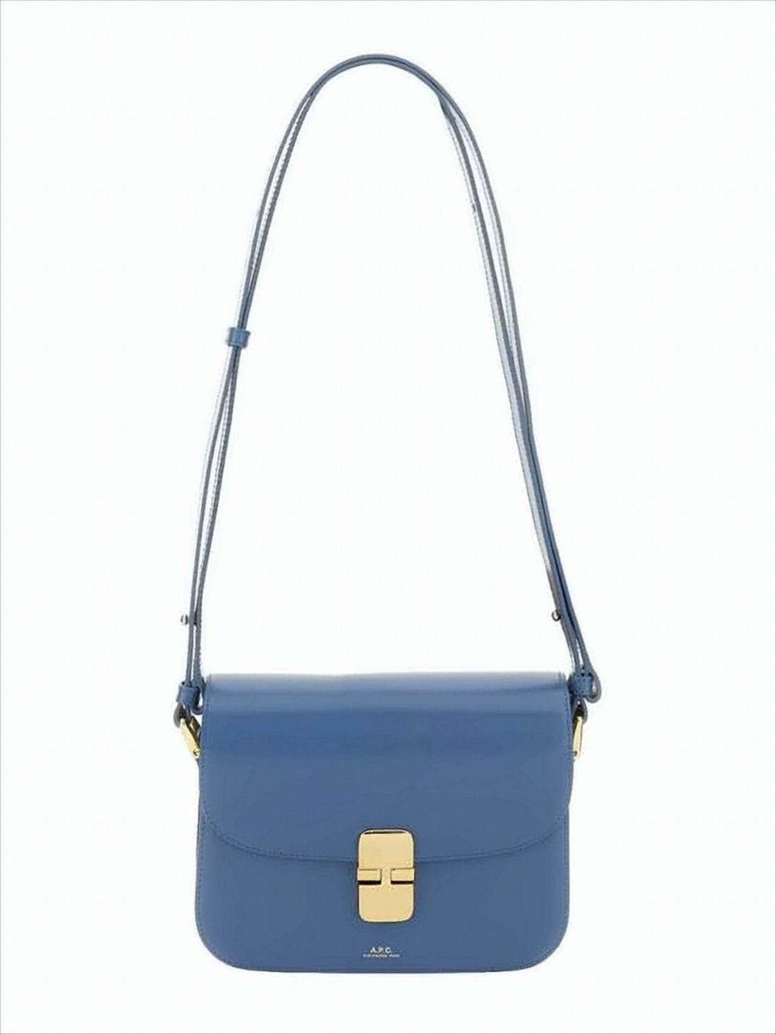 Structured Blue Cowhide Leather Shoulder Bag