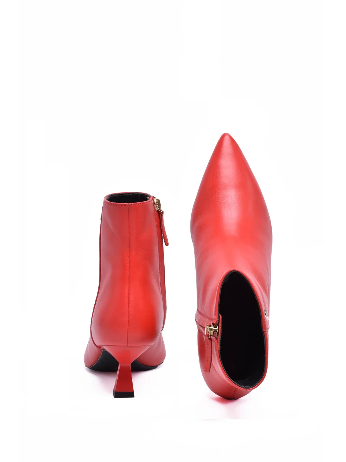 Red Leather Women's Leather Heel Ankle Boot