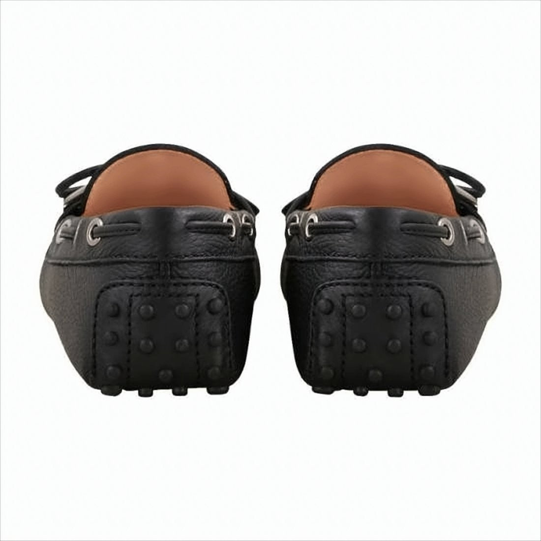 Black Leather Loafers with Moccasin Toe and Bow Detail