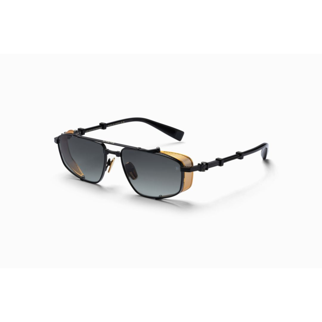 Brigade - V Rectangular Black Metal Sunglasses