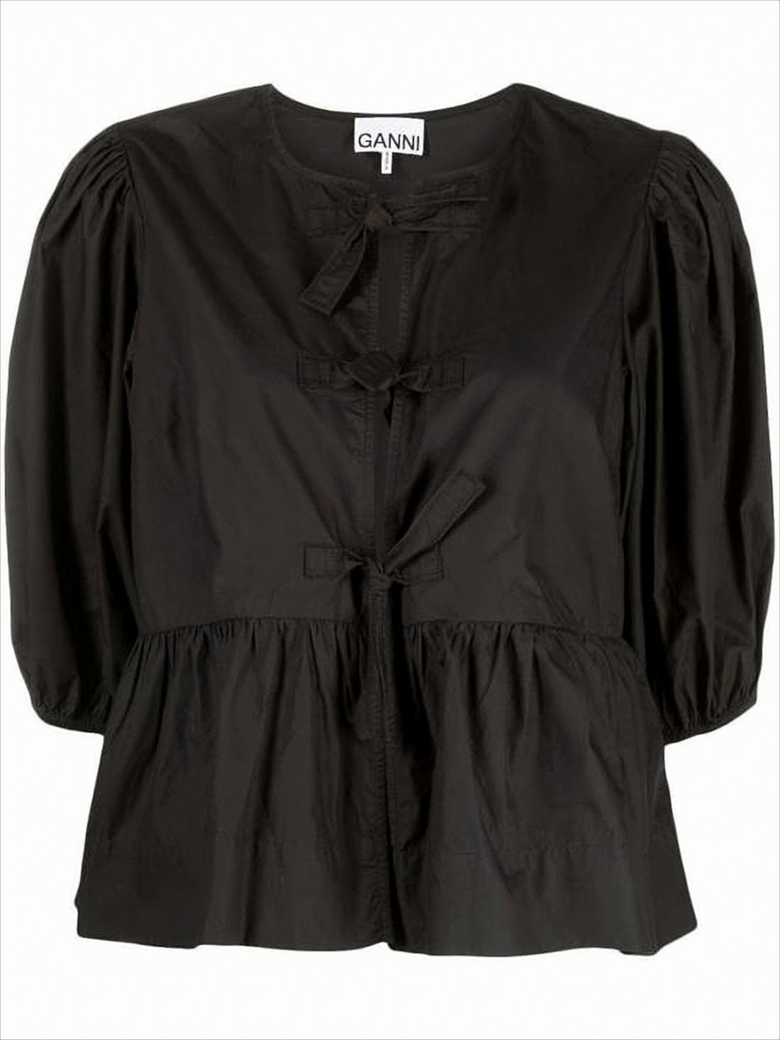 Black Blouse with Round Neckline