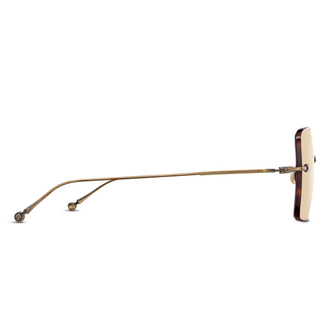 M5005.Sg Antique Gold-Finish Minimalist Sunglasses with Tortoiseshell Details