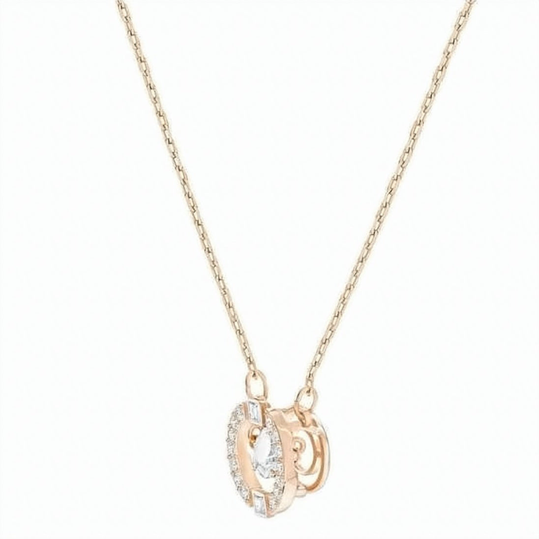 Rose Gold Pendant Necklace with Crystal Halo Detail