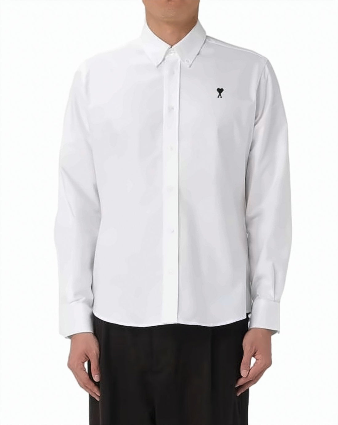 Classic Long-Sleeve Button-Down Shirt with Embroidered Logo