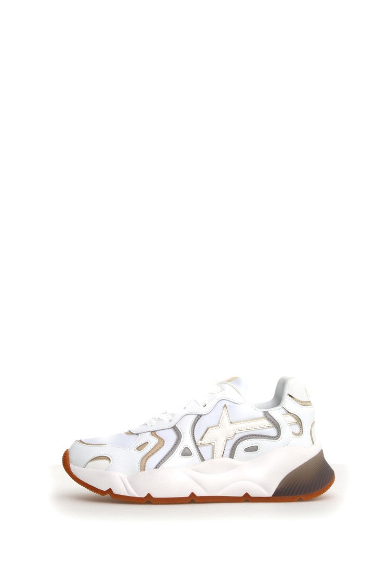 White Suede and Technical Fabric Sneakers