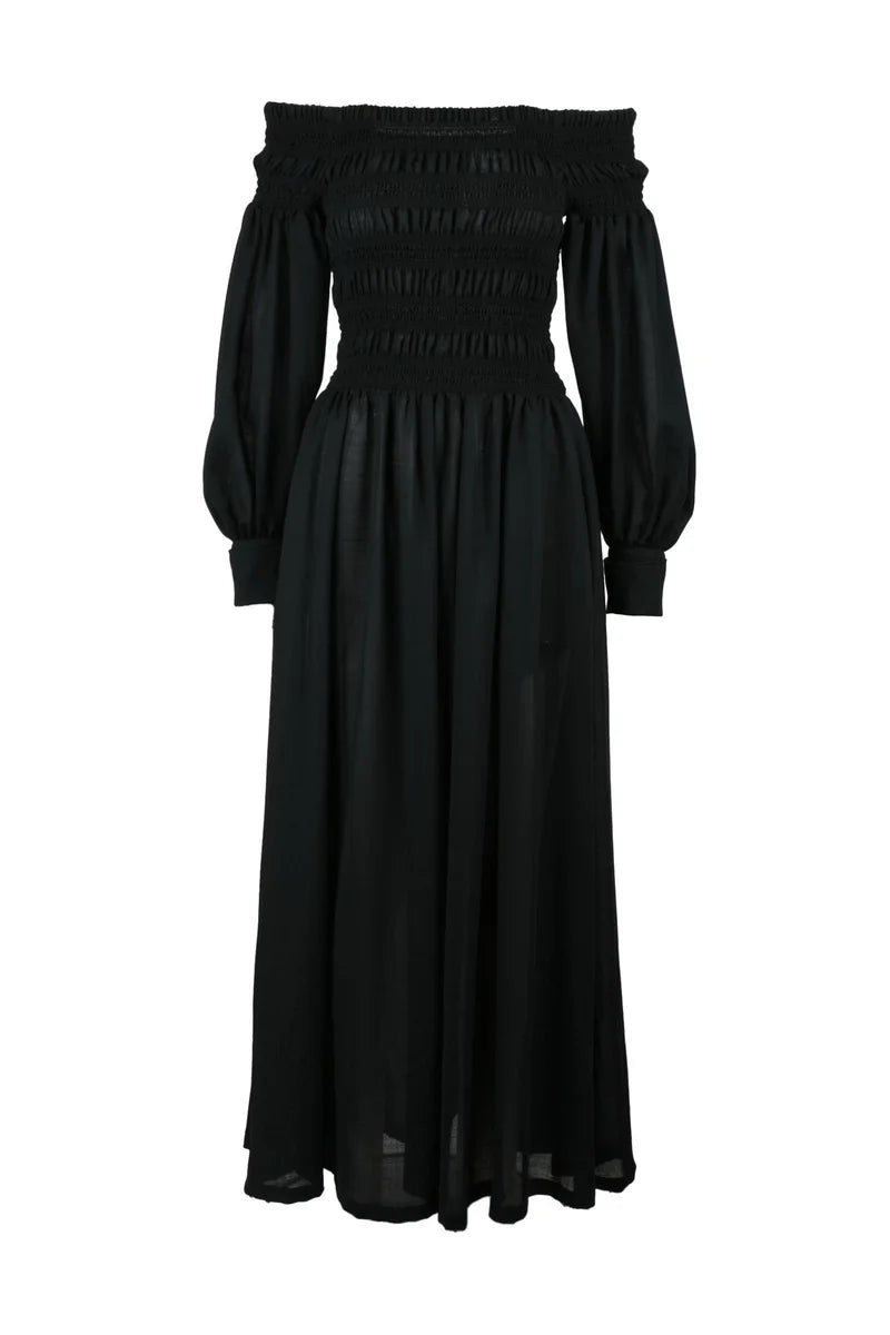 Black Virgin Wool Maxi Dress